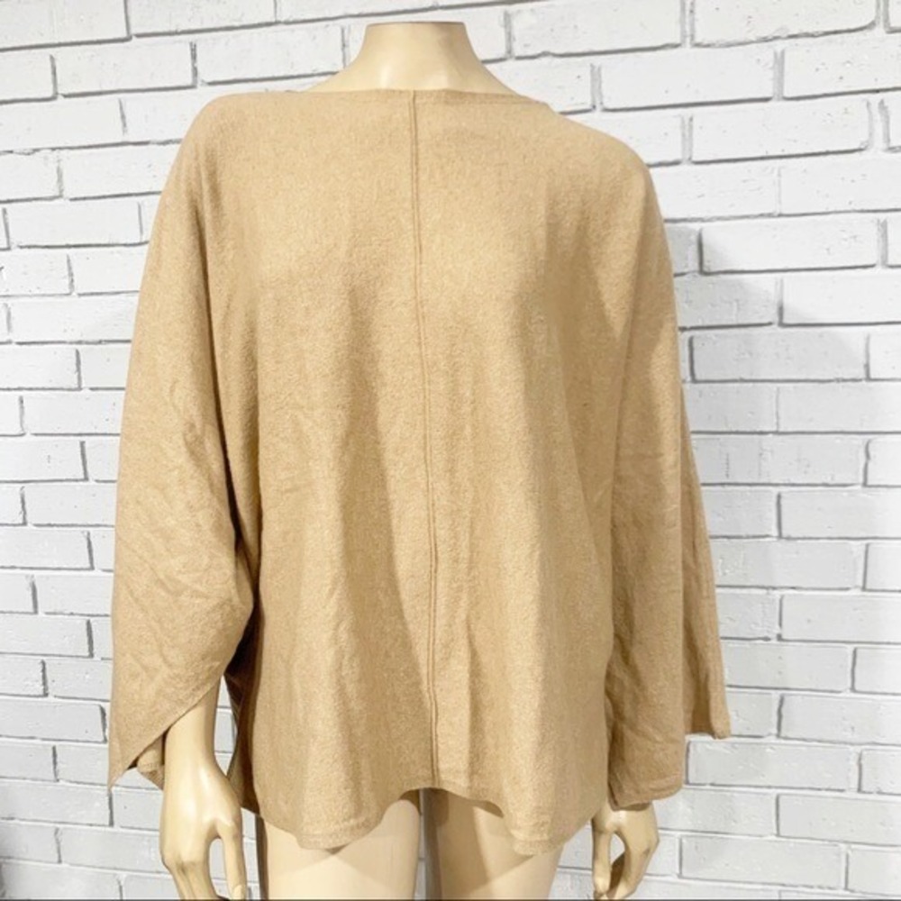 Zara Oversized Batwing Knit Top Camel Tan Boat Neck Preppy NWT M